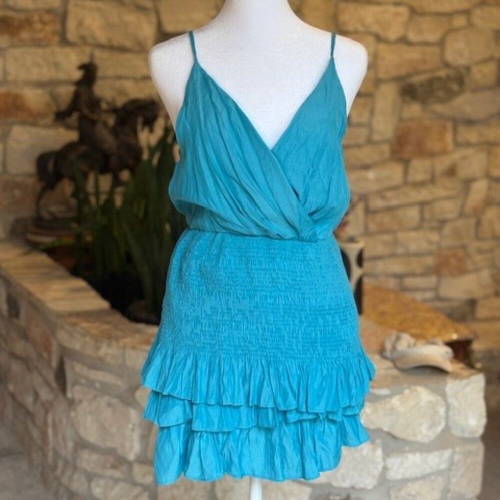 Impeccable Pig Turquoise Mini-Dress EUC Size Small